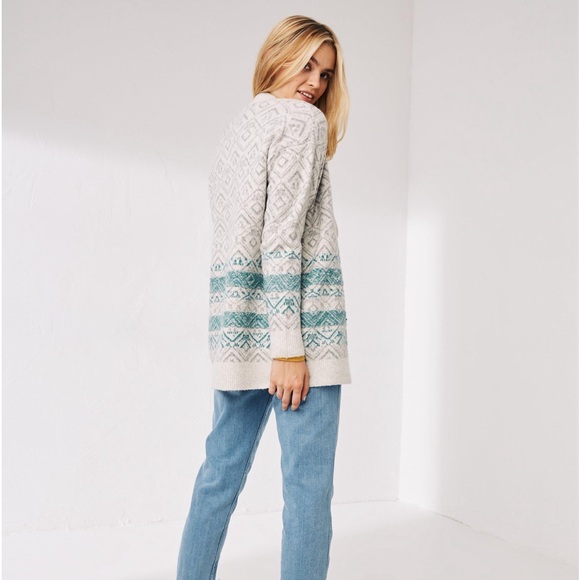 Fat Face Josie Cardigan Turquoise, Gray and White US size 6 - Picture 3 of 16